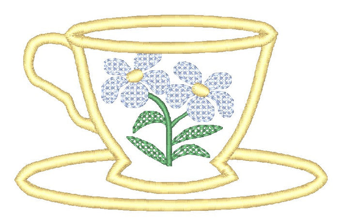 Applique Teacups [4x4]11085 Machine Embroidery Designs