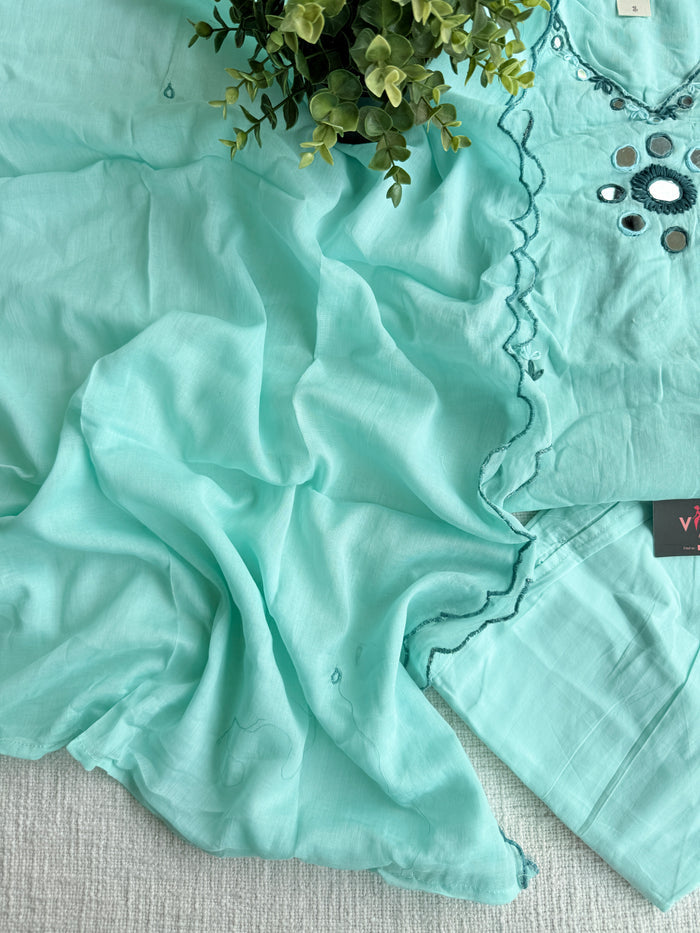 Aqua blue pure cotton suit set