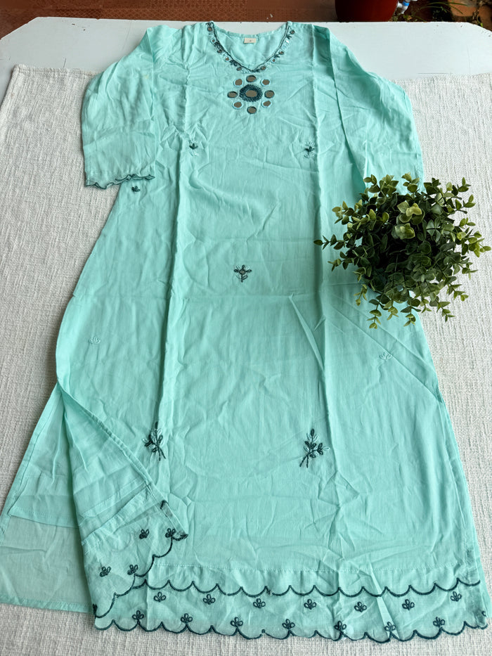 Aqua blue pure cotton suit set