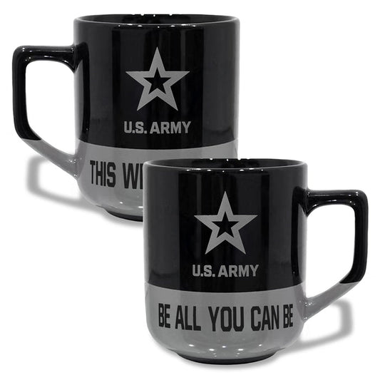 Army Star 20oz Color Block Ceramic Mug (Black/Grey)