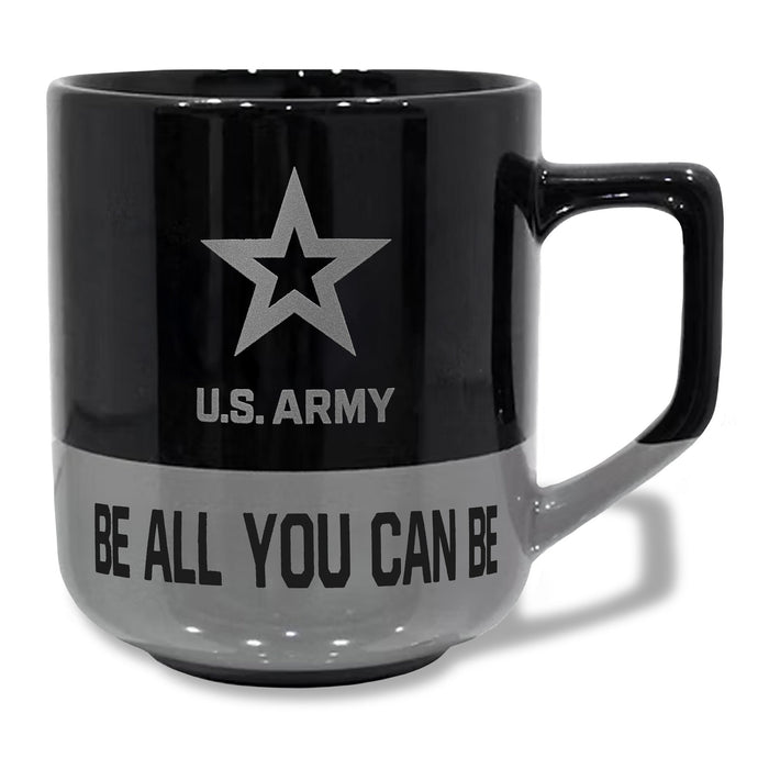 Army Star 20oz Color Block Ceramic Mug (Black/Grey)