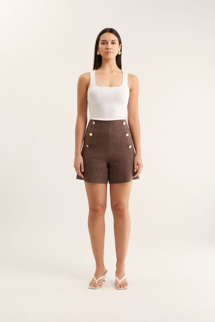Atlas Linen Short In Choc