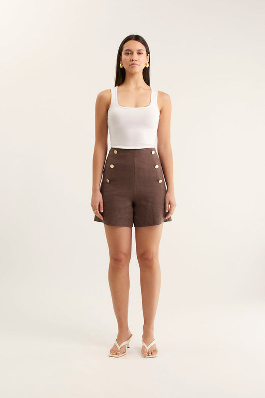 Atlas Linen Short In Choc