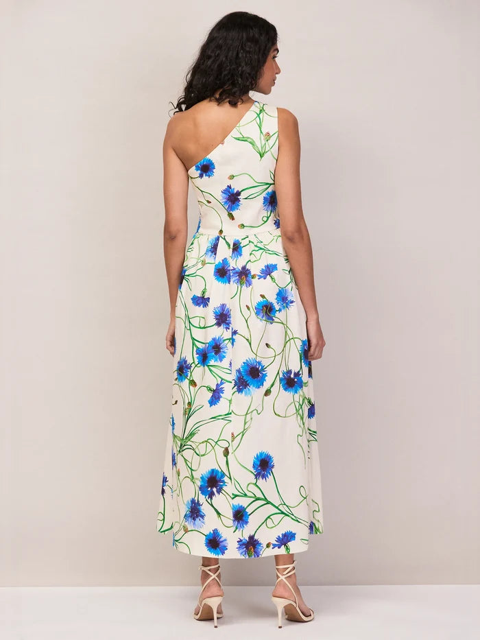 Aubrey Clematis Print One Shoulder Dress