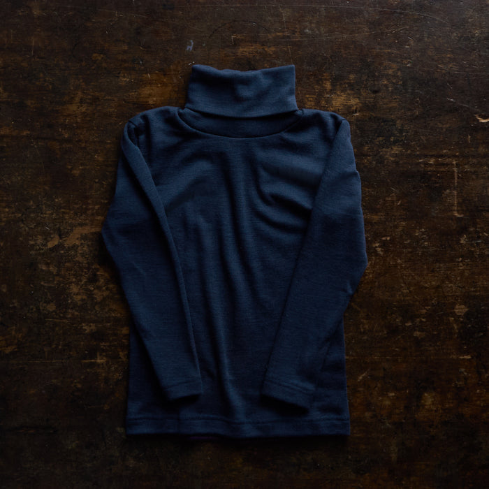 Auk Kids Top - Merino Wool & Silk - Night Ocean