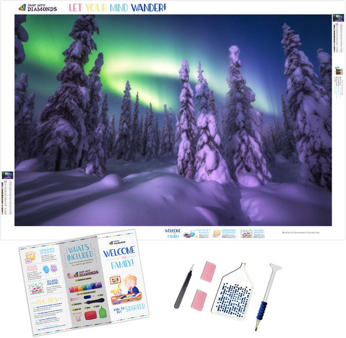 Aurora Borealis Ice Forest