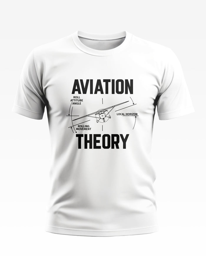 White men's t-shirt with aviation theory graphic, airplane diagram, science fashion