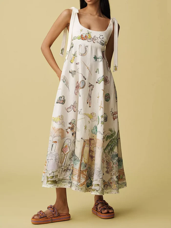 Ayla™ | Painted Ballet Tie Midi Dress