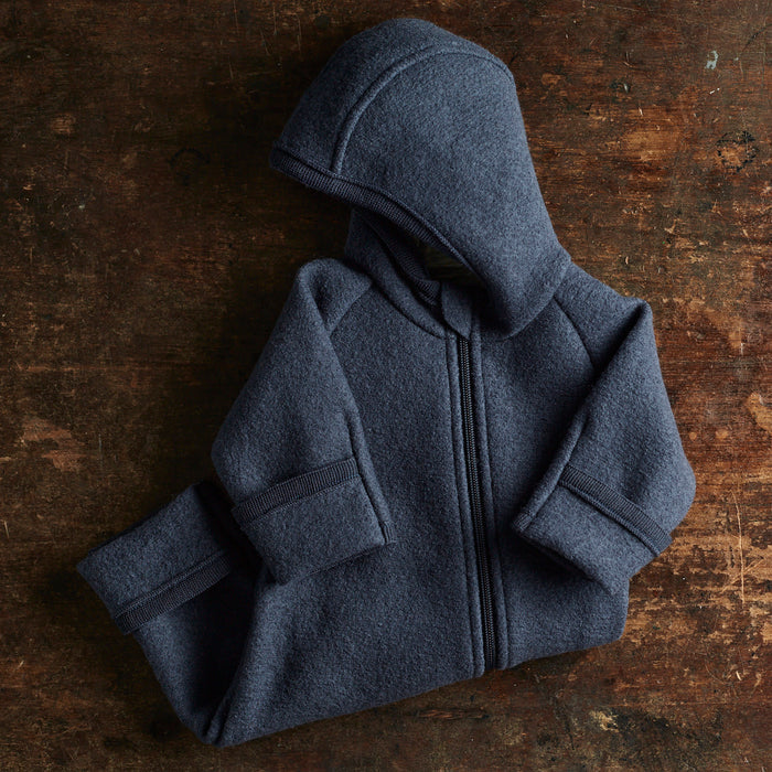 Baby & Kids Boiled Merino Wool Zip Overall - Indigo