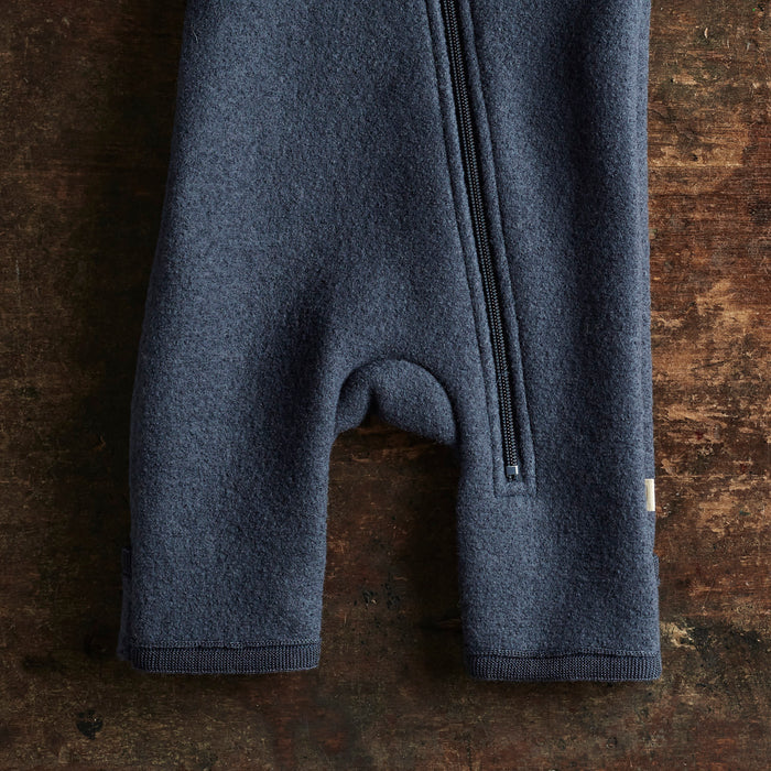 Baby & Kids Boiled Merino Wool Zip Overall - Indigo