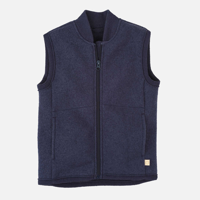 Baby & Kids Boiled Merino Wool Zip Vest - Indigo
