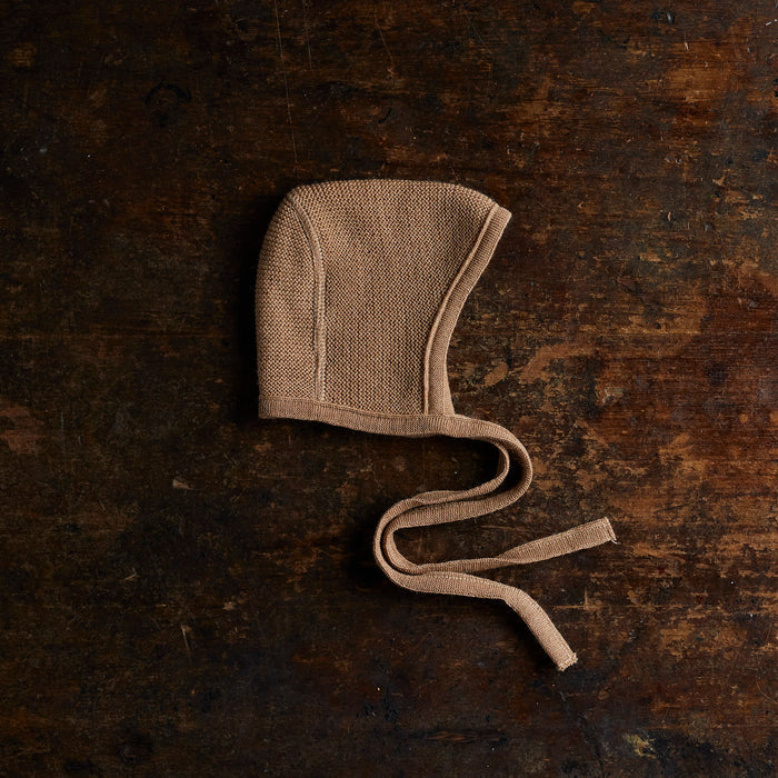 Baby Merino Wool Bonnet - Caramel