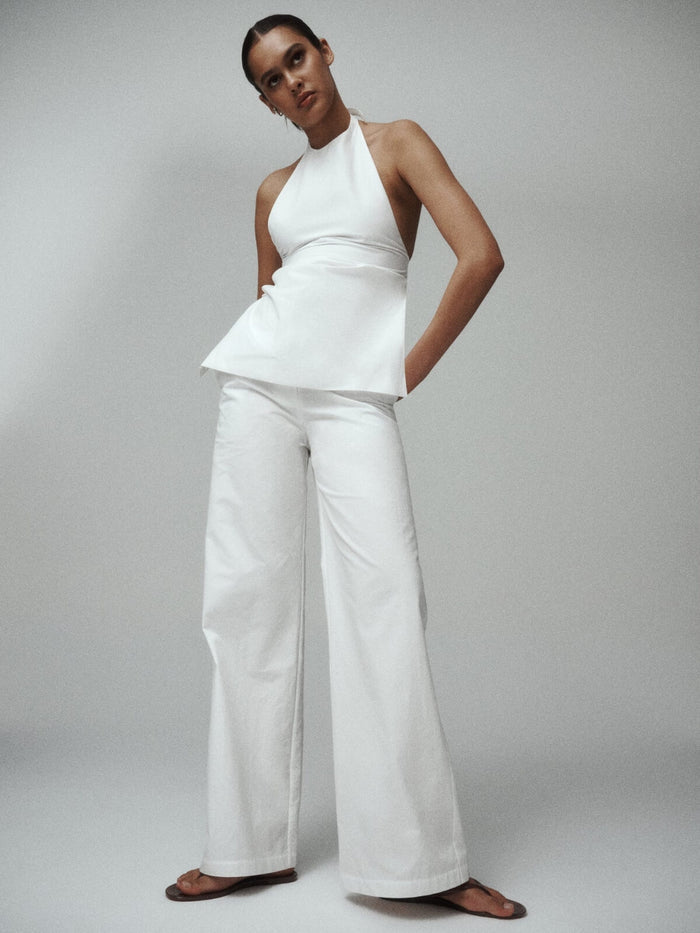 Bea Belted Pant - White