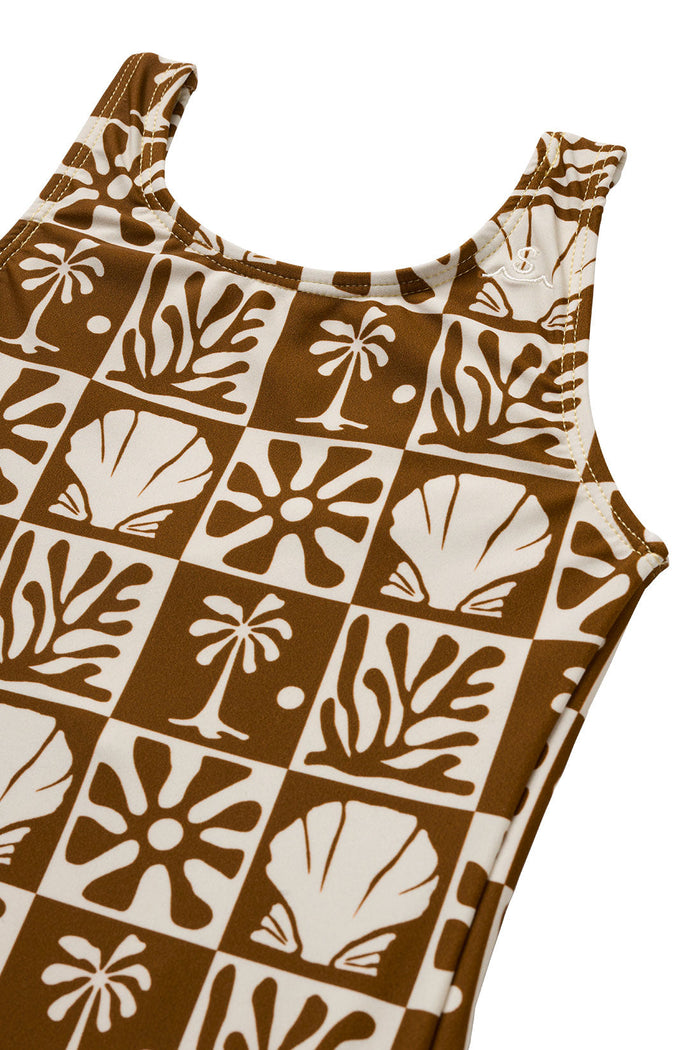 Beach Checks One Piece Swimsuit / Coconut