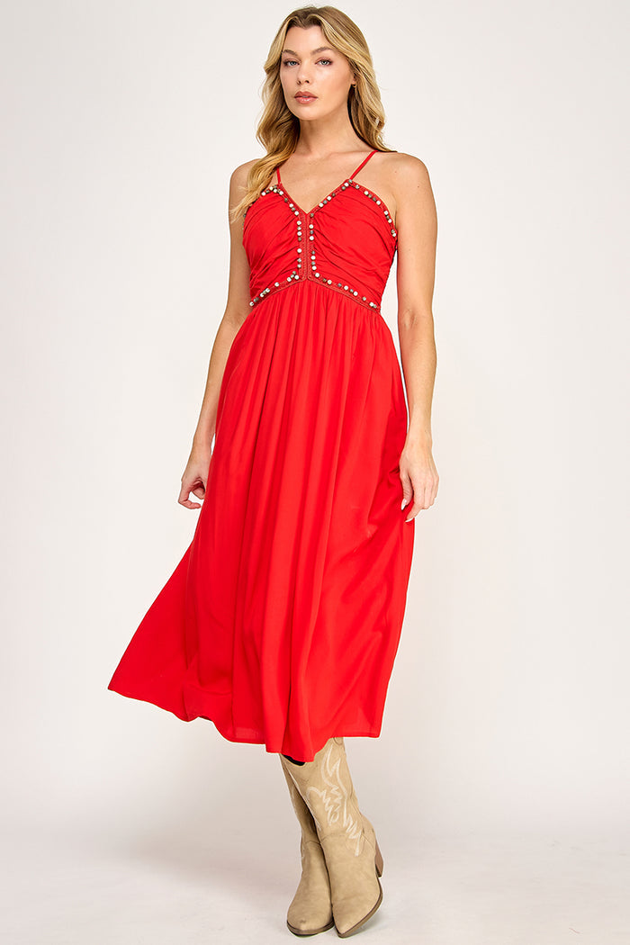 Beaded Bust Midi Dress - SALE