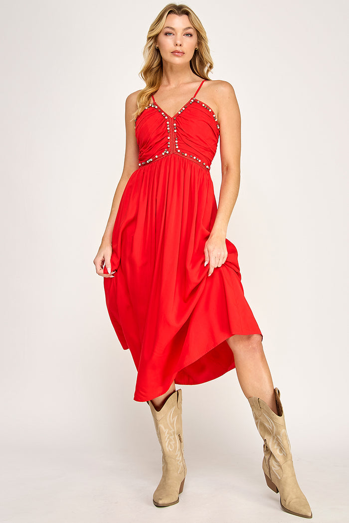 Beaded Bust Midi Dress - SALE
