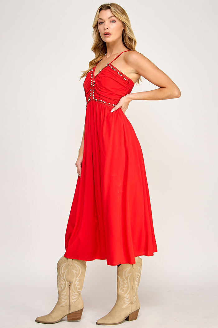 Beaded Bust Midi Dress - SALE