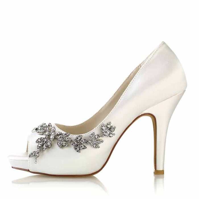 Beaded Wedding Shoes Peep Toe Stiletto Trendy Bridal Heels