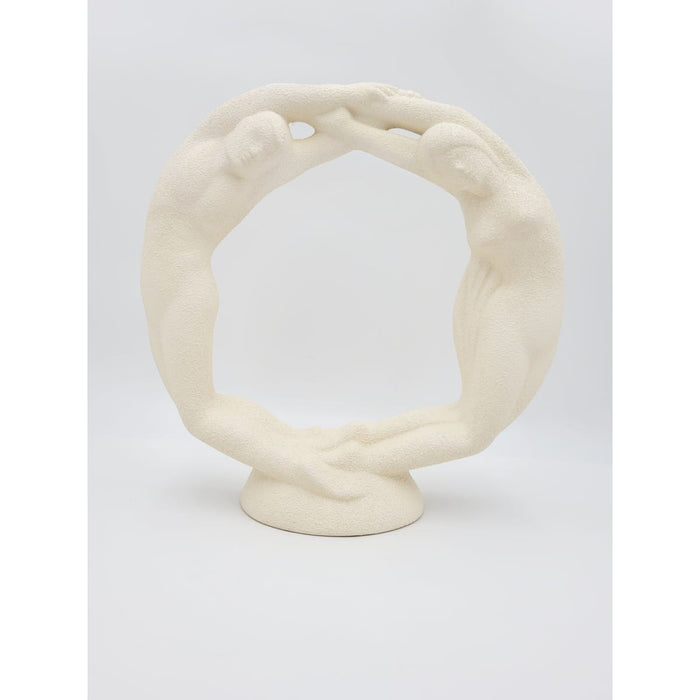 Haeger Sculpture Haeger Circle of Love Couple Textured Ivory Ceramic Sculpture 1980s
