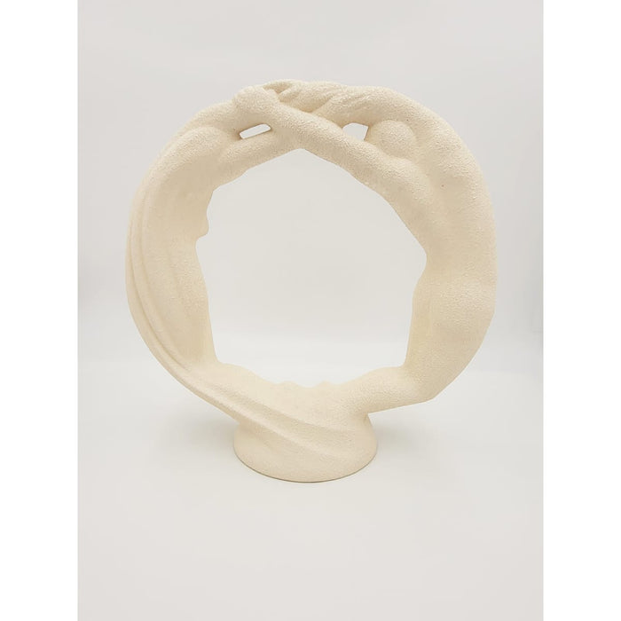 Haeger Sculpture Haeger Circle of Love Couple Textured Ivory Ceramic Sculpture 1980s