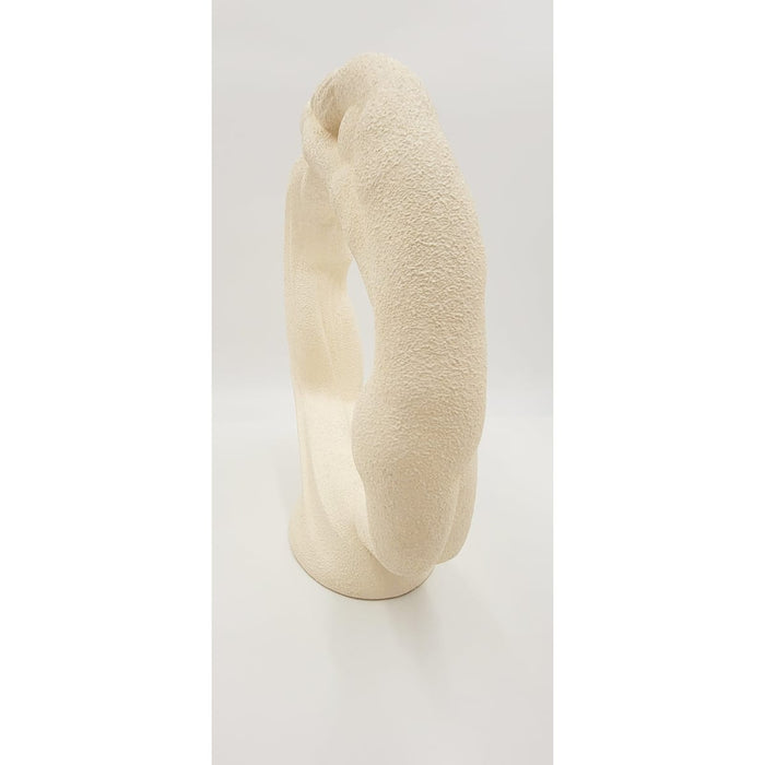 Haeger Sculpture Haeger Circle of Love Couple Textured Ivory Ceramic Sculpture 1980s
