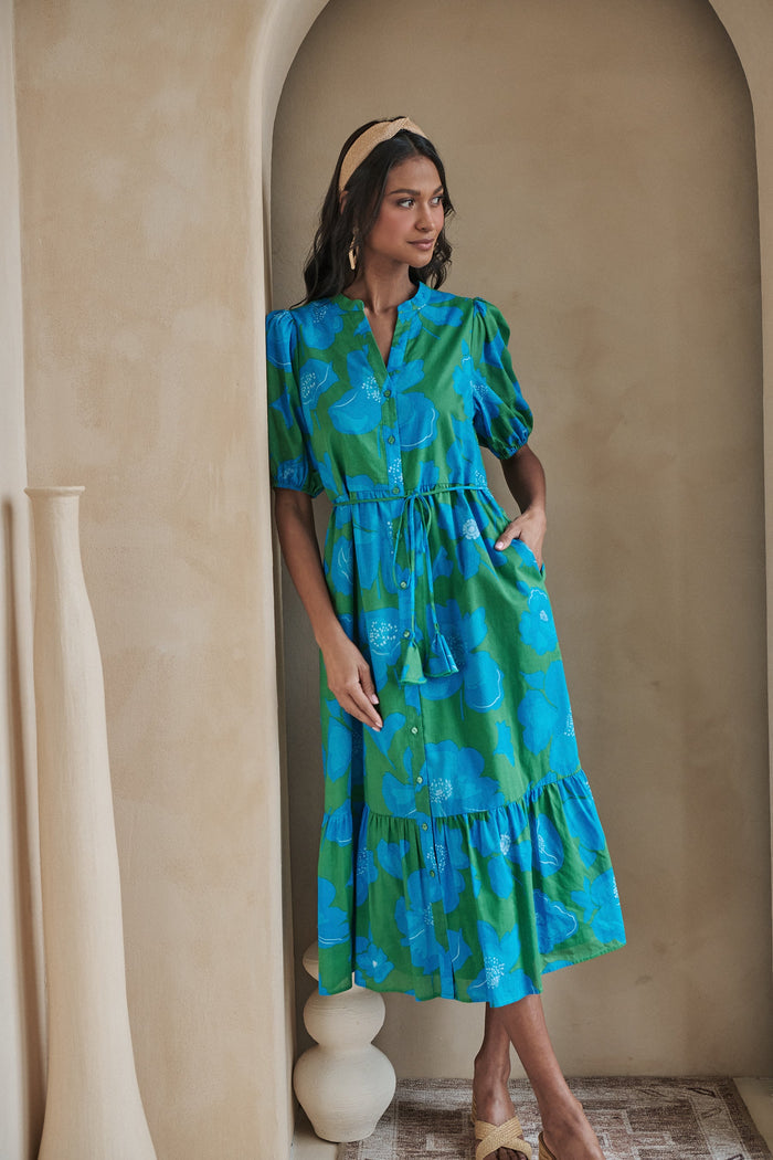Beth Button Down Midi Dress Rori Floral