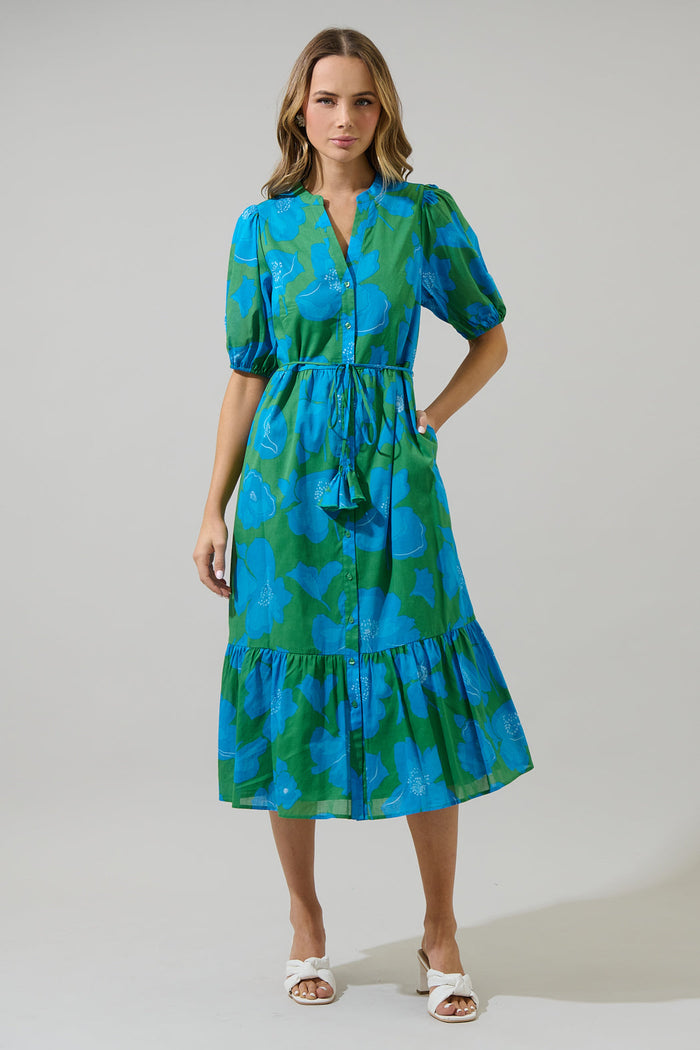 Beth Button Down Midi Dress Rori Floral