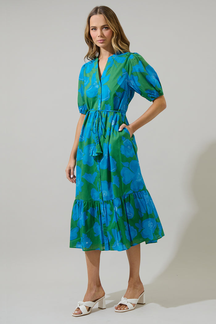 Beth Button Down Midi Dress Rori Floral