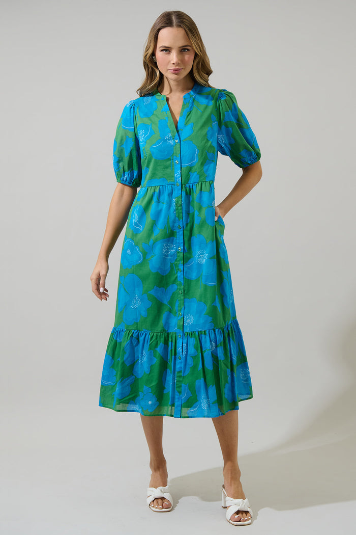 Beth Button Down Midi Dress Rori Floral