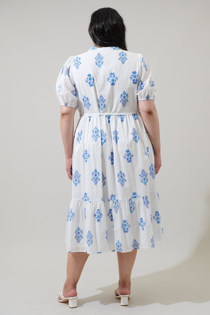 Beth Button Down Midi Dress Yila Floral Curve