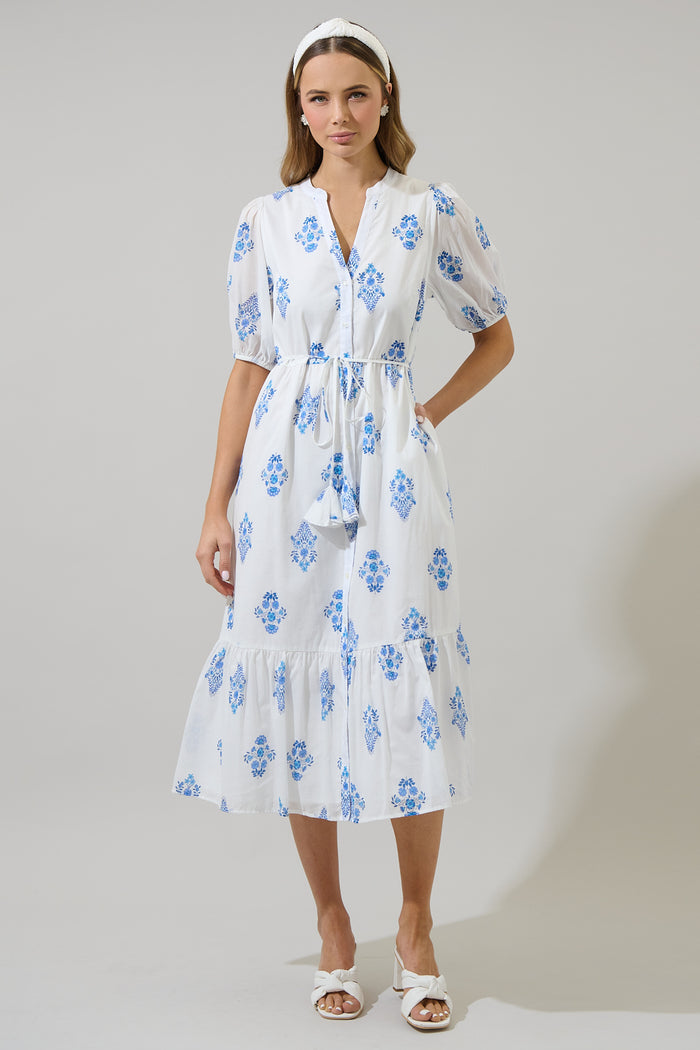 Beth Button Down Midi Dress Yila Floral
