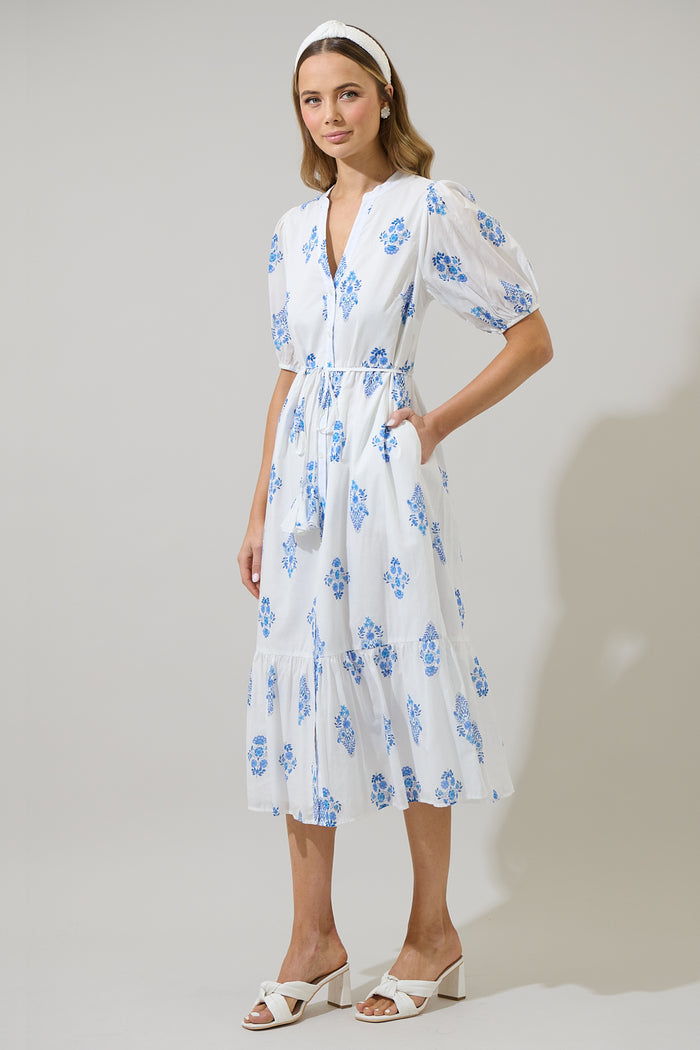 Beth Button Down Midi Dress Yila Floral