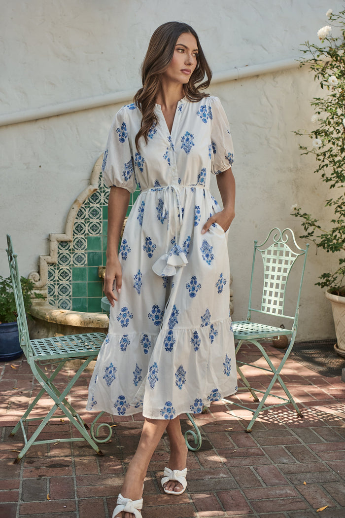 Beth Button Down Midi Dress Yila Floral