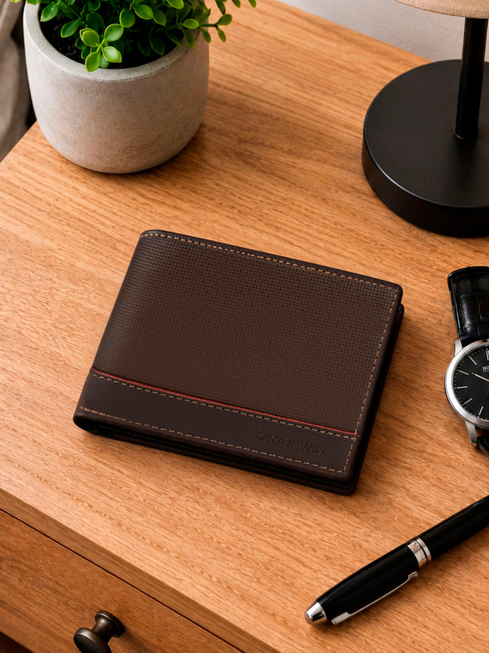 Billetera hombre Gino café oscuro con monedero  Carven Paris