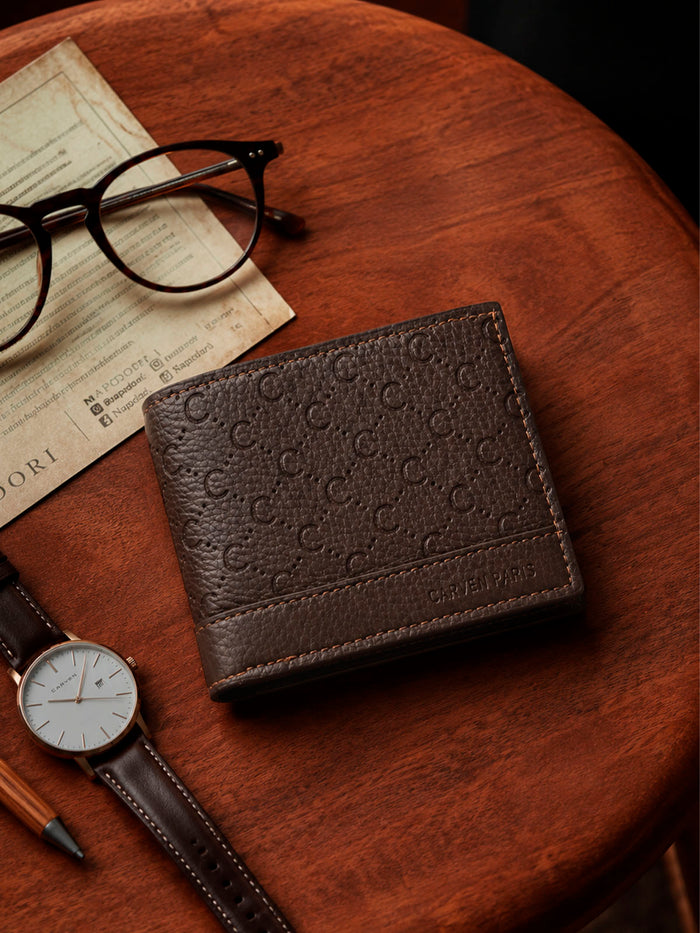 Billetera hombre Lucca café oscuro con monedero Carven Paris