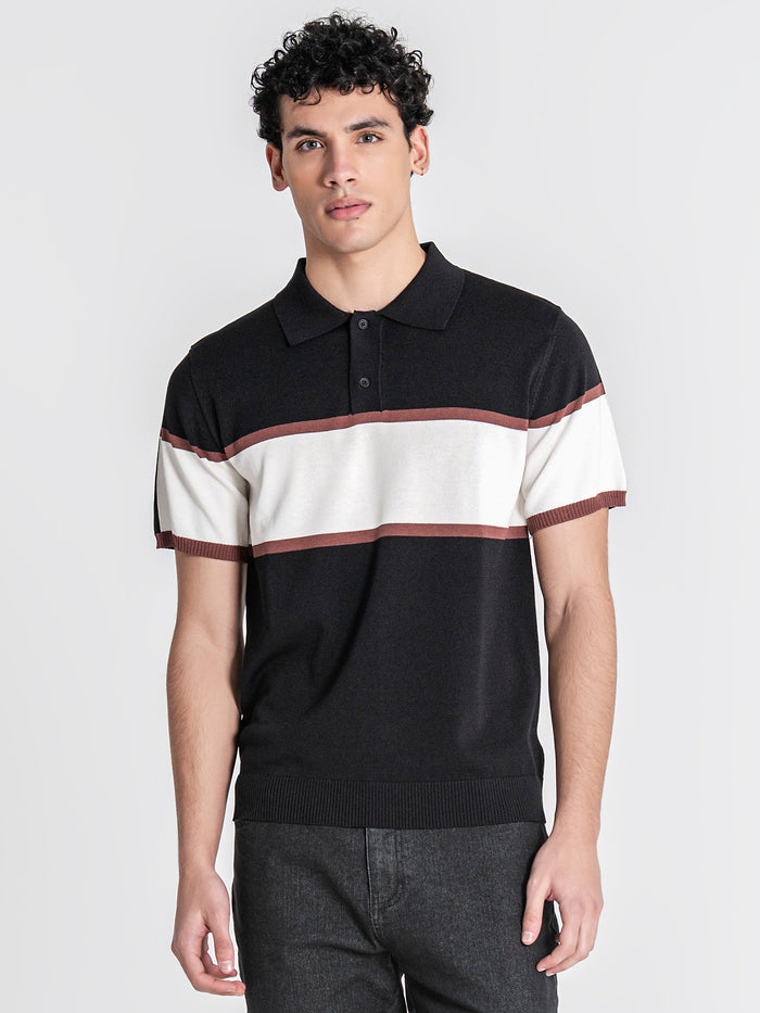 polos / Black Block Knit Polo