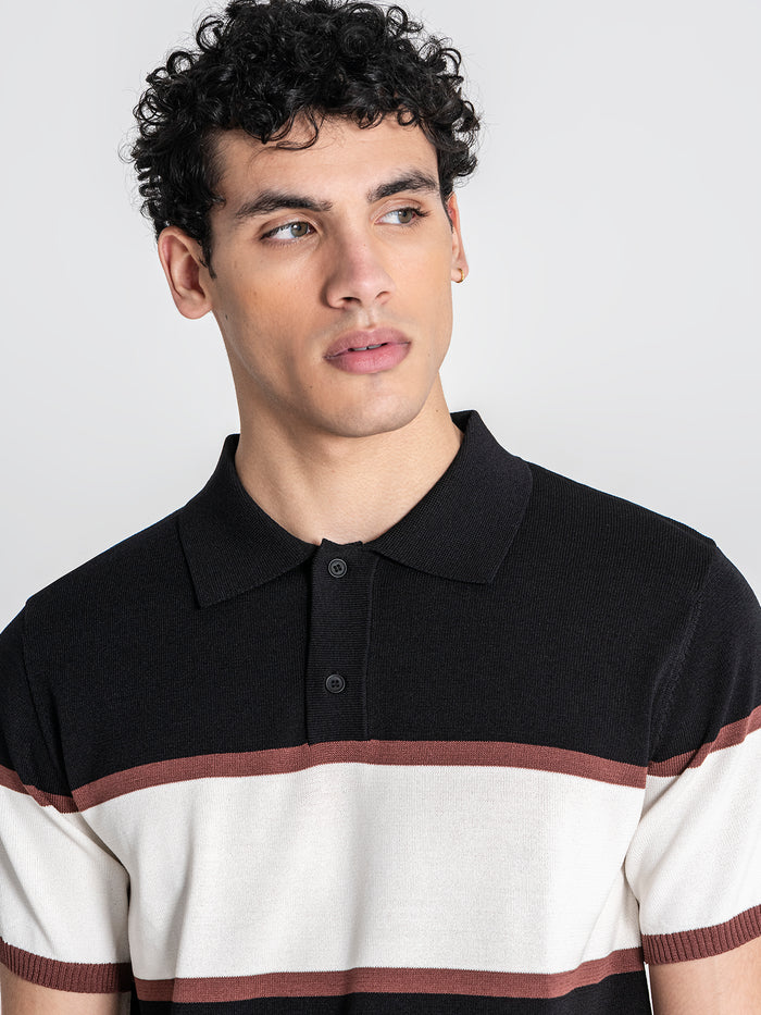 polos / Black Block Knit Polo