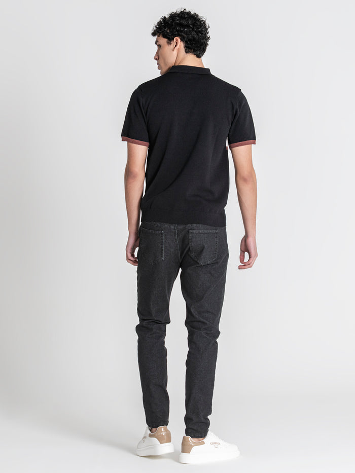 polos / Black Block Knit Polo