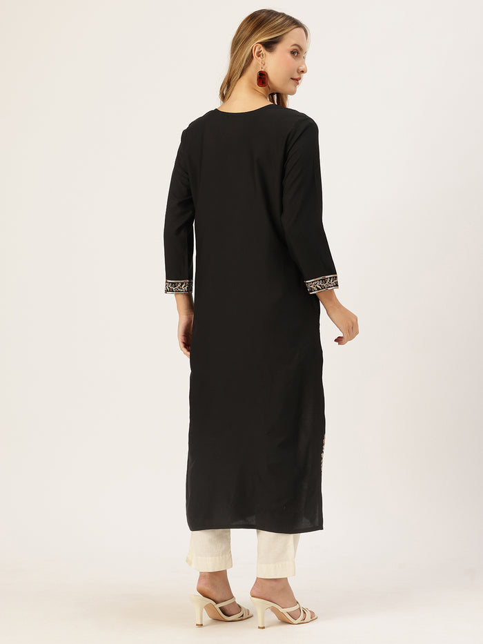 Black Embroidered Kurta