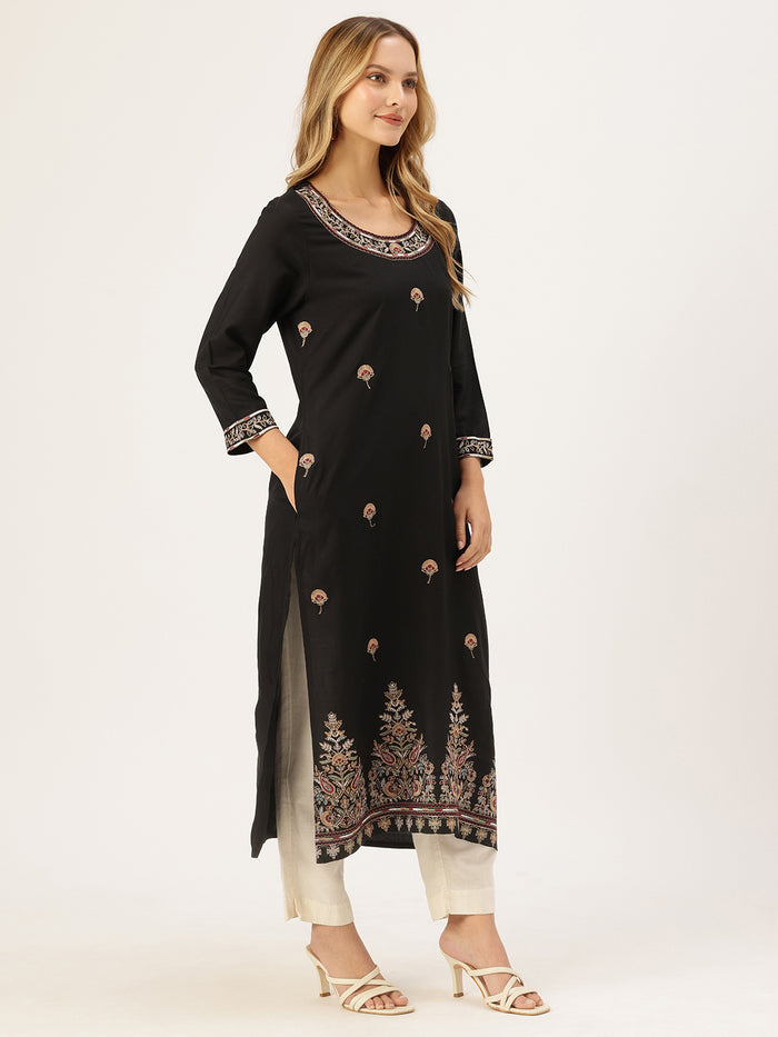 Black Embroidered Kurta