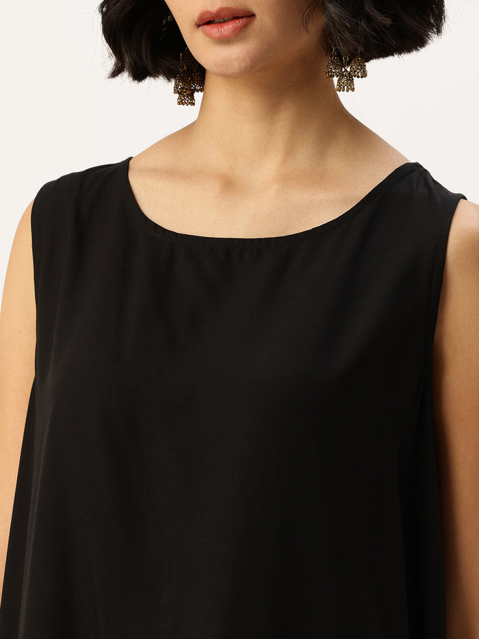 Black Floral Printed Ethnic Dress With Shrug