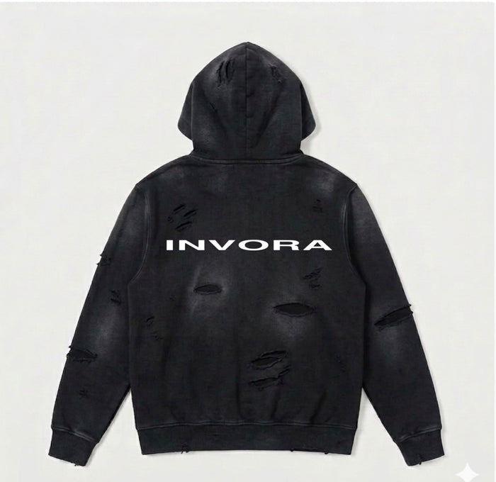 BLACK ZIP UP HOODIE