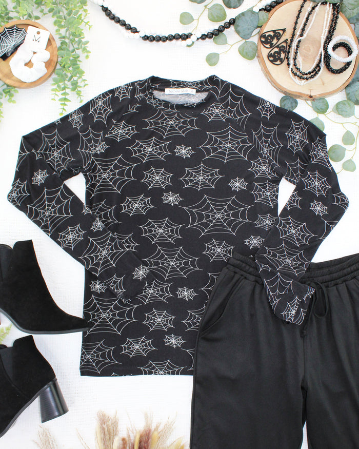 Blair Long Sleeve Top - Midnight Webs by Michelle Mae