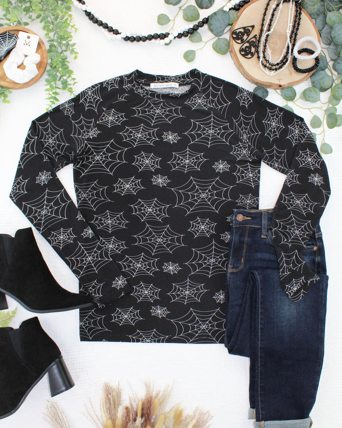 Blair Long Sleeve Top - Midnight Webs by Michelle Mae