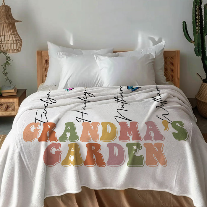 Blanket With Grandkids Names | Custom Grandma’s Garden Birth Flowers Blanket