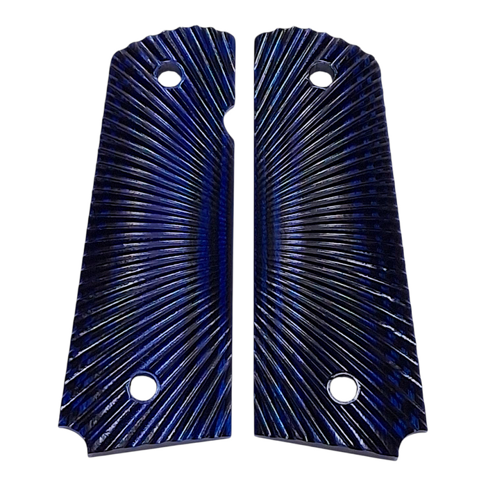 Blue & Black Laminate Starburst Cut Full Size 1911 Grips
