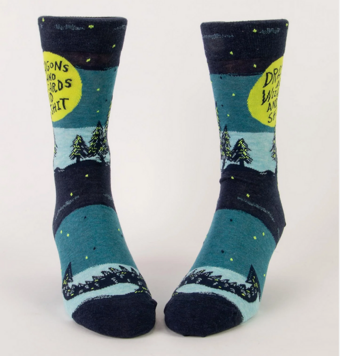 Blue Q Men's Socks 'Dragons & Wizards & Shit'