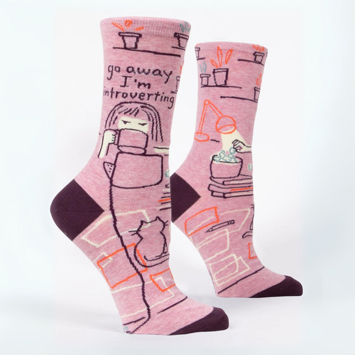 Blue Q Women's Crew Sock 'Go Away I'm Introverting'