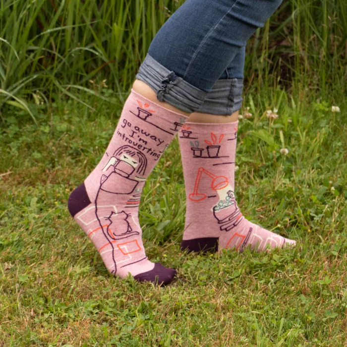 Blue Q Women's Crew Sock 'Go Away I'm Introverting'