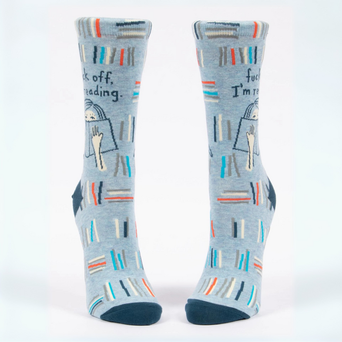 Blue Q Women's Crew Socks 'Fuck Off I'm Reading'